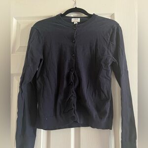 J.Crew Factory Classic Cotton Cardigan Sweater - navy